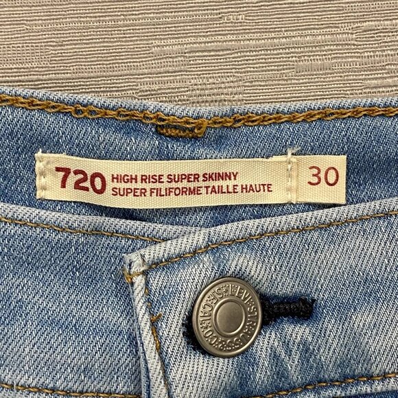 Levi's 720 Jeans Womens 30 x 28 High Rise Super Skinny Light Wash Stretch Denim - Picture 6 of 15